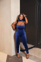Blue velvet jumpsuit