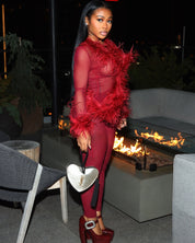 PRE-ORDER - Ostrich Feather Set - Burgundy (Ships 7/18)