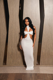 Velvet Contour Dress - White