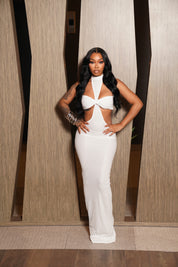 Velvet Contour Dress - White