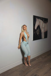 Alora Plunge Jumpsuit - Sage