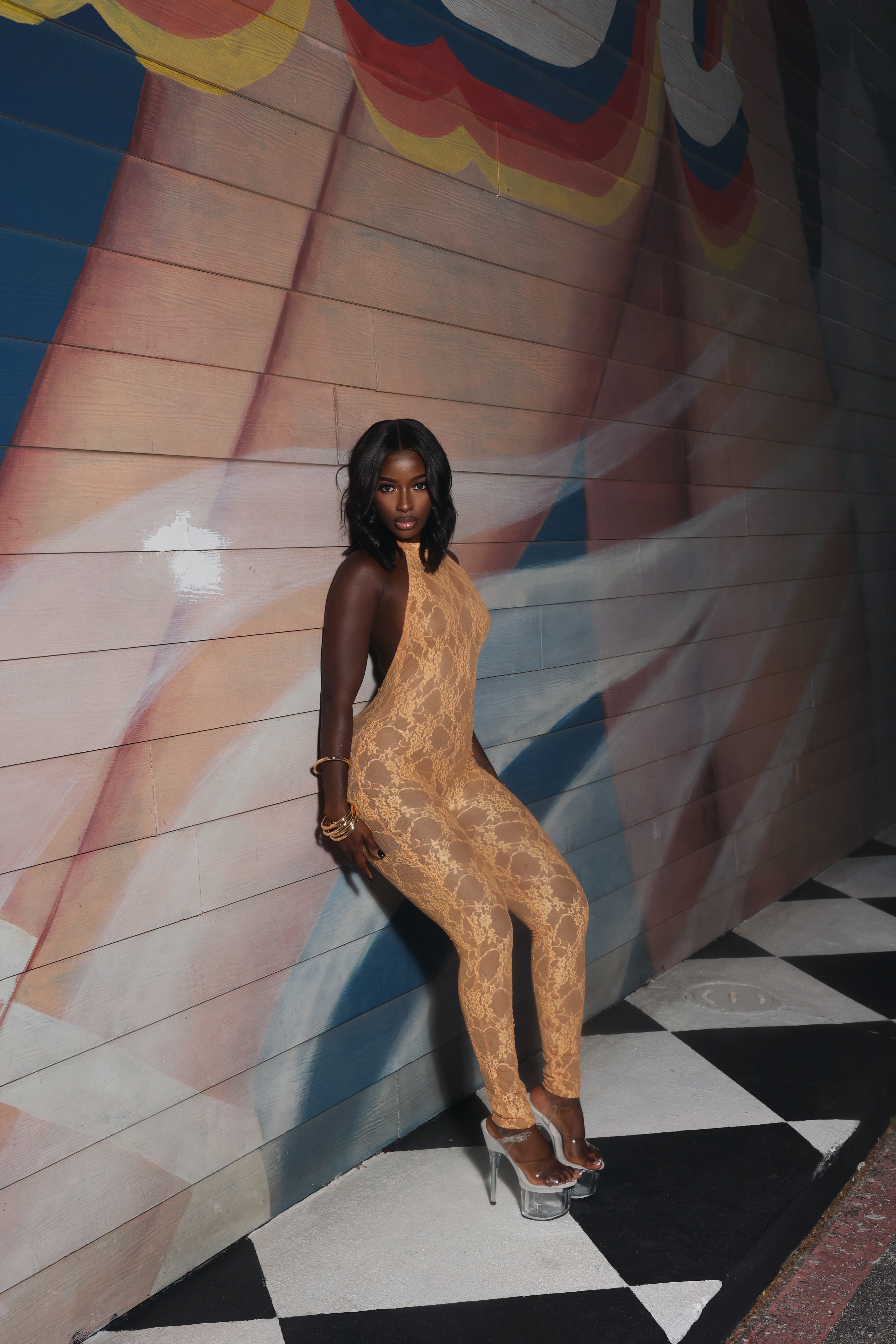 Privé Lace Jumpsuit - Peach