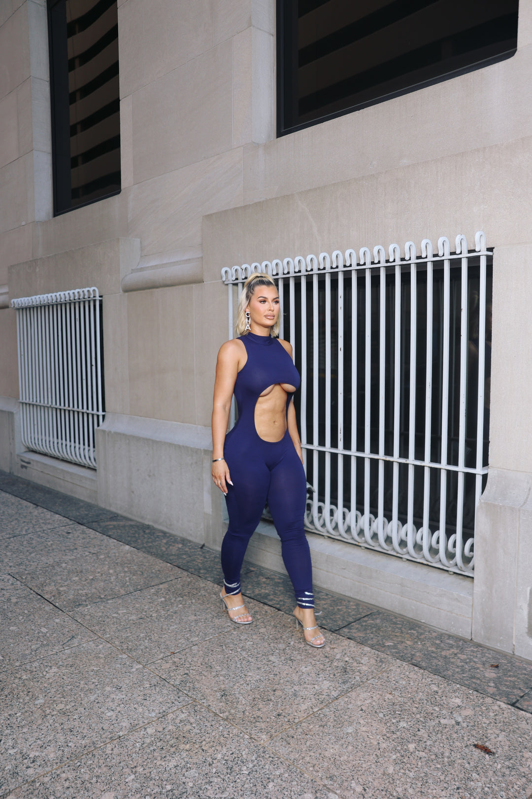 Navy Blue Cut Out Bodysuit