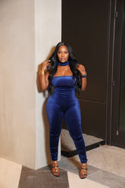 Blue velvet jumpsuit