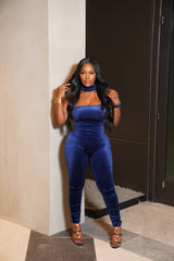 Blue velvet jumpsuit