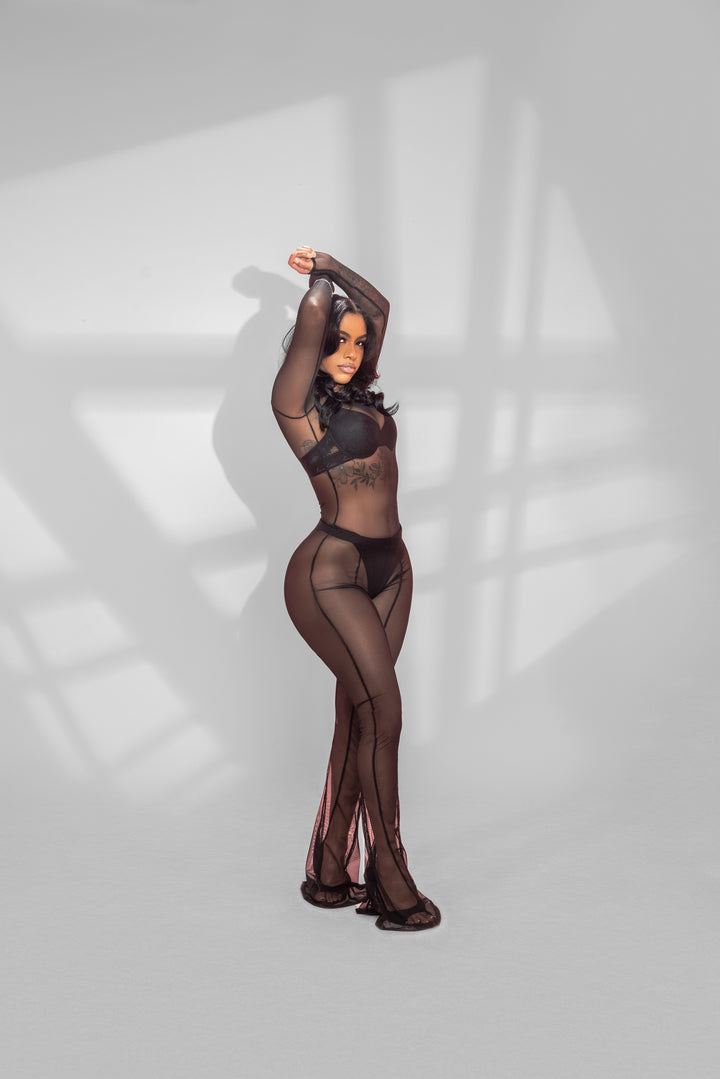 Sheer Mesh Wideleg Set