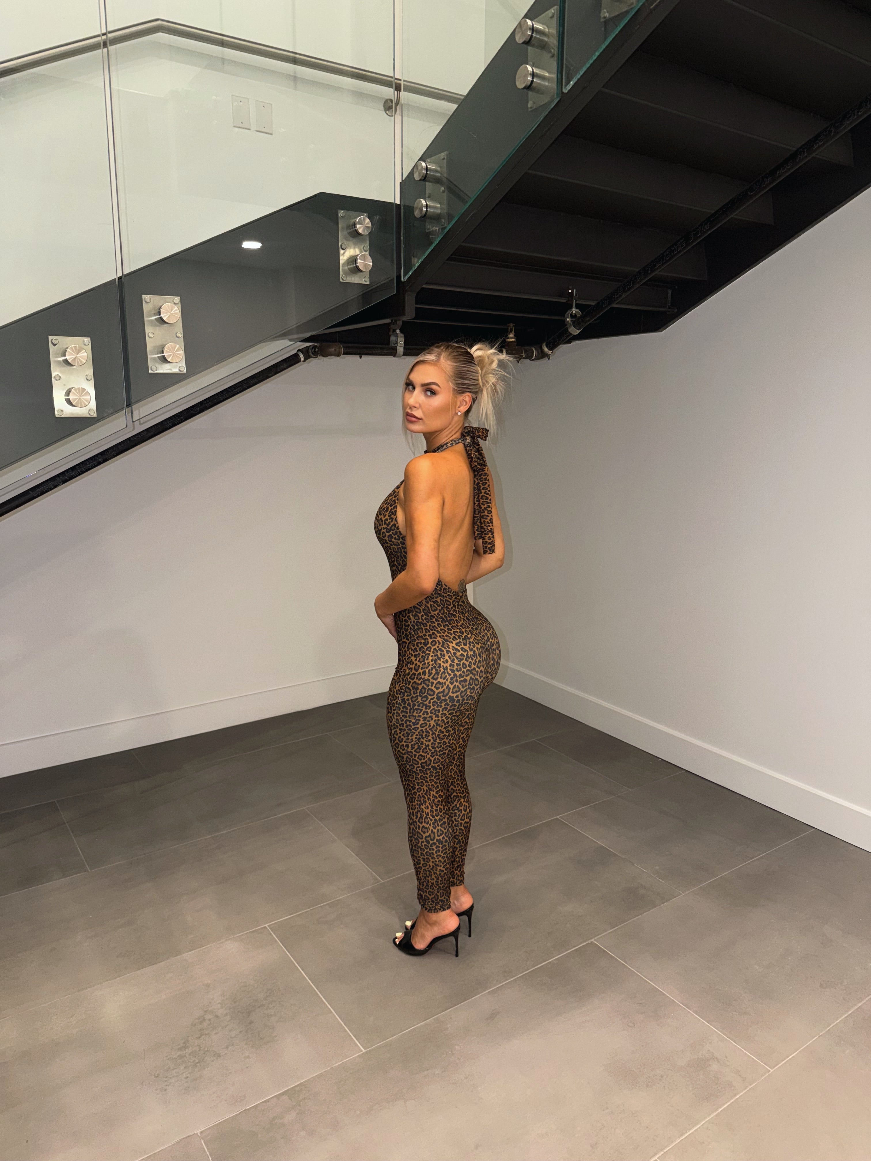Leopard Halter Jumpsuit
