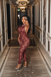 Privé Lace Jumpsuit - Merlot