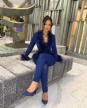 PRE-ORDER - Ostrich Feather Set - Navy Blue (Ships 7/18)