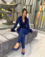 PRE-ORDER - Ostrich Feather Set - Navy Blue (Ships 7/18)