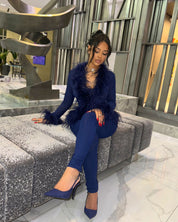 PRE-ORDER - Ostrich Feather Set - Navy Blue (Ships 7/18)