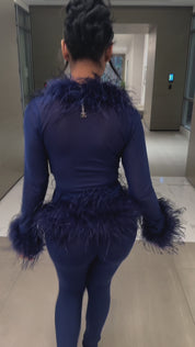 PRE-ORDER - Ostrich Feather Set - Navy Blue (Ships 7/18)