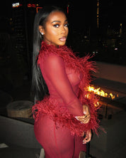 PRE-ORDER - Ostrich Feather Set - Burgundy (Ships 7/18)