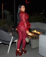 PRE-ORDER - Ostrich Feather Set - Burgundy (Ships 7/18)