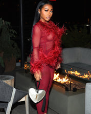 PRE-ORDER - Ostrich Feather Set - Burgundy (Ships 7/18)